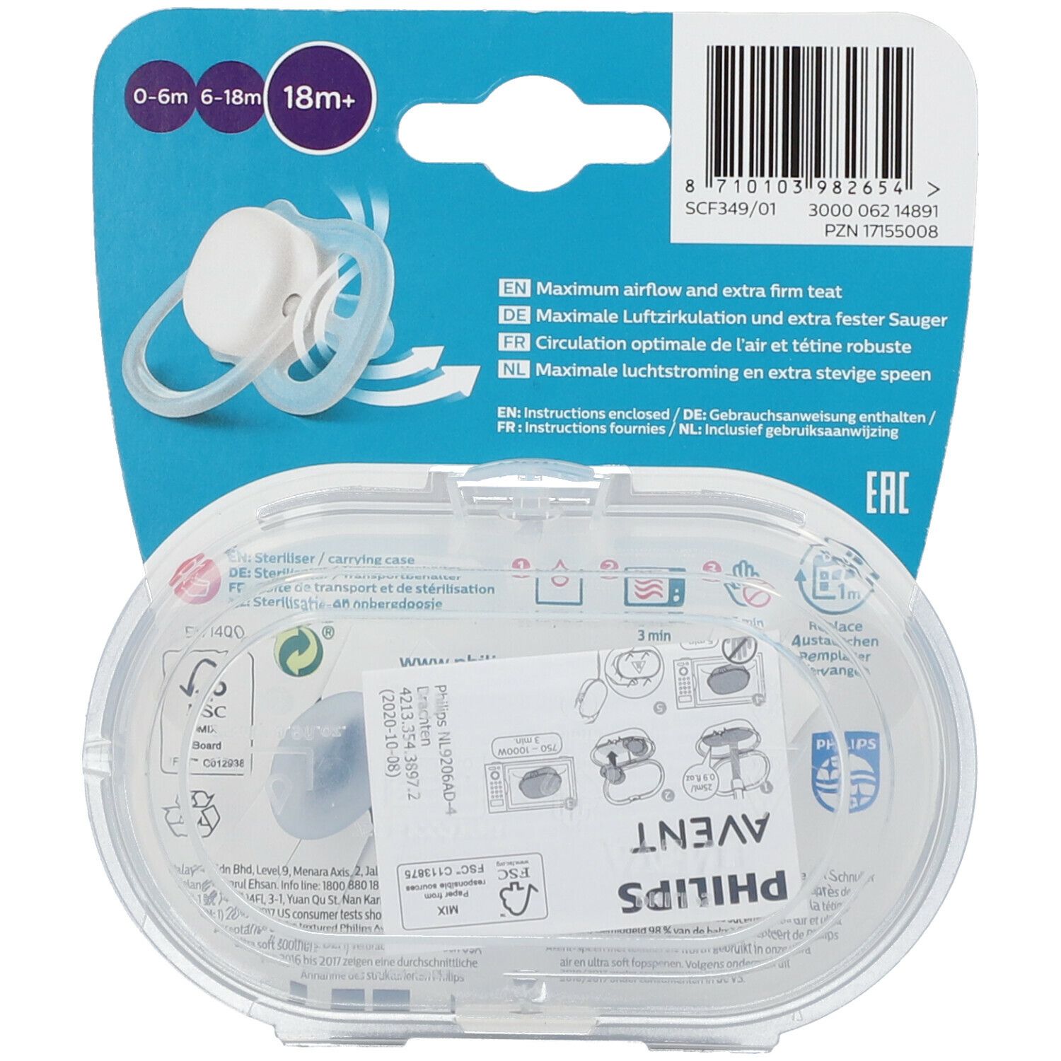 PHILIPS Avent Ultra Air Schnuller 18+ Monate, blau/ grau