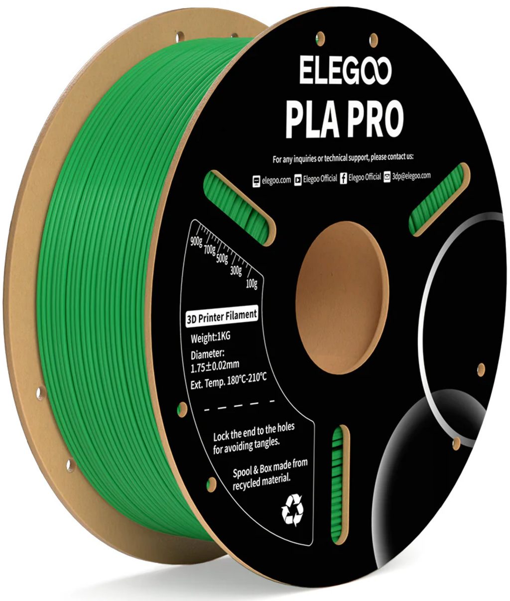 Elegoo  PLA Pro Green, 1,75 mm / 1000 g    PLA mit hervorragender Starrheit, Steifheit & Temperaturbeständigkeit in Grün