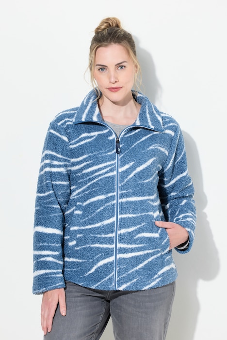 Teddyjacke, Stehkragen, Langarm, Zipper