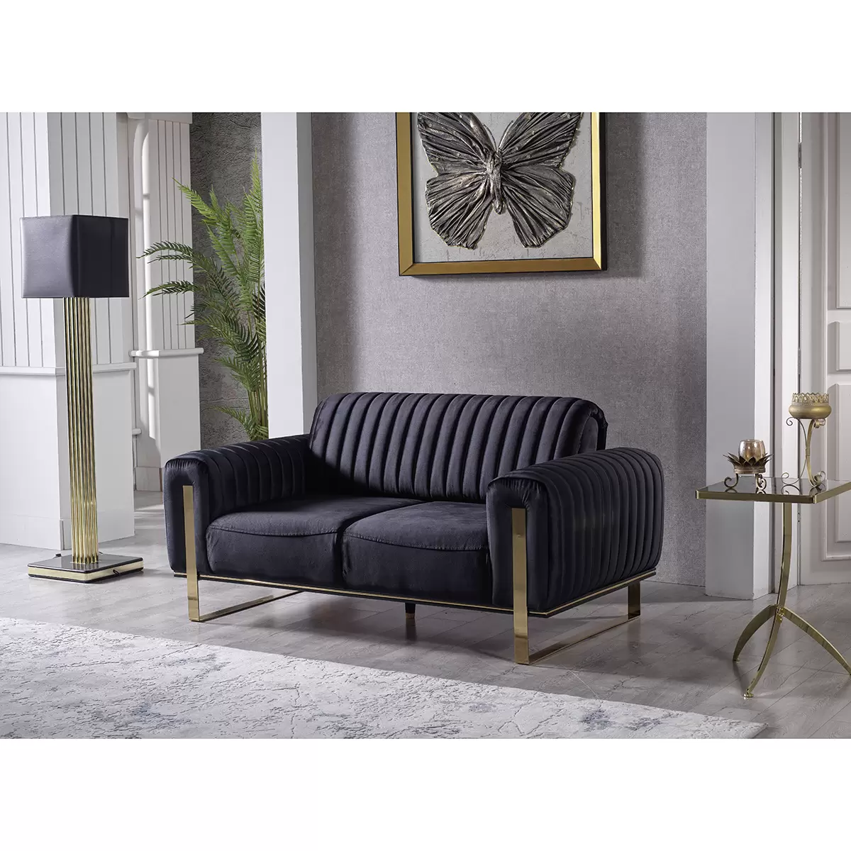 2er Sofa Sitten 91 x 114 Anthrazit