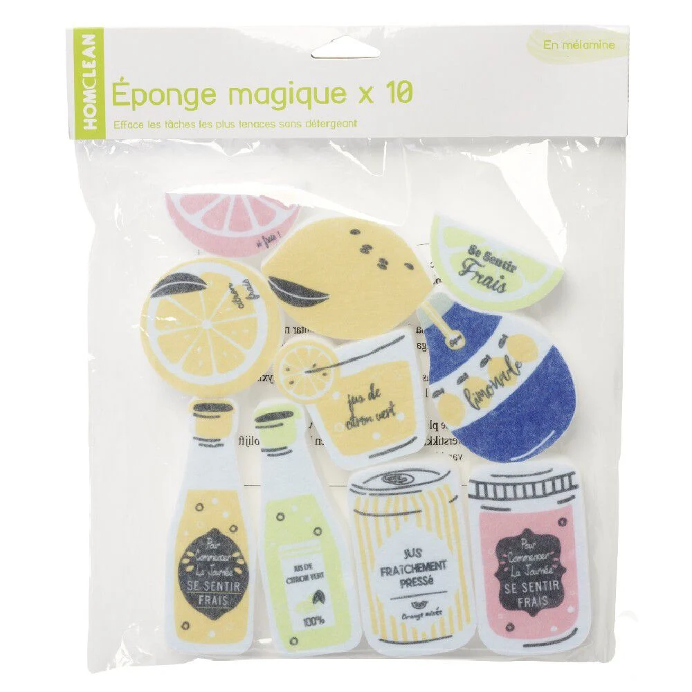 Éponge magique Homclean design citron x10