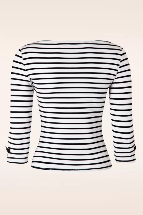 Banned Retro Moderne Love Stripes Top in wit en zwart