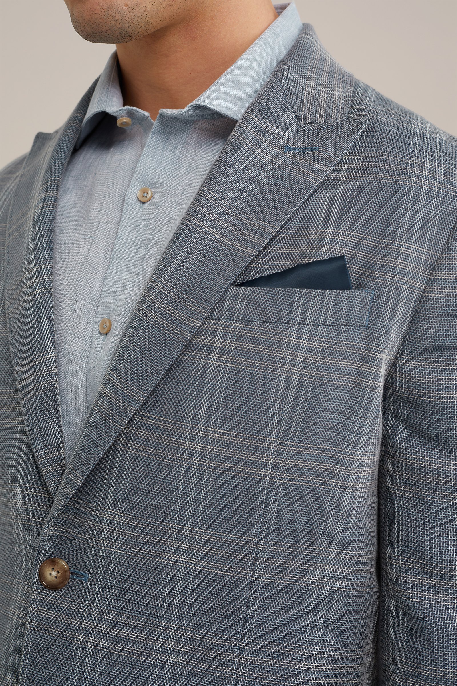 slim fit blazer met dessin Van Gils Grijsblauw