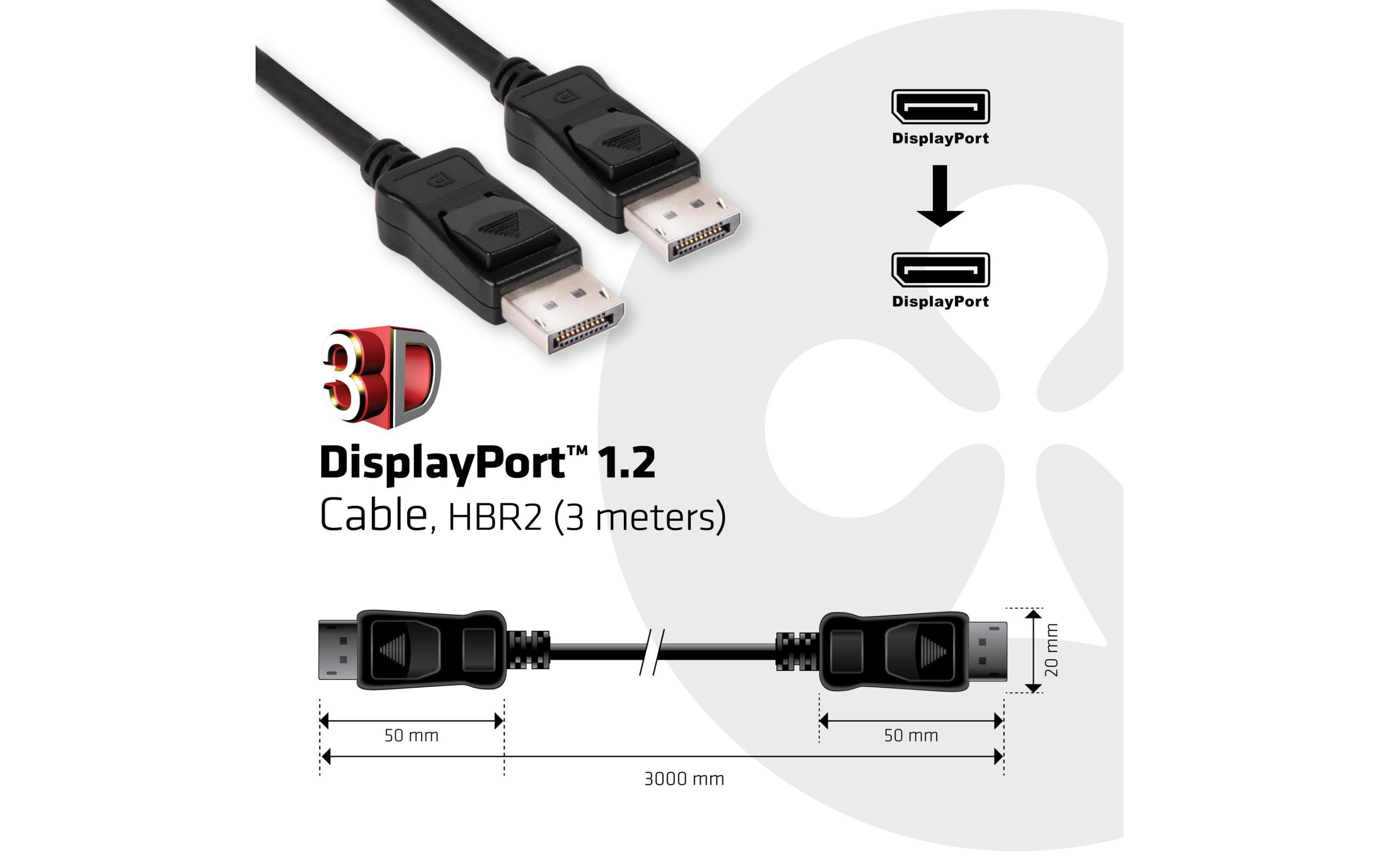 Kabel DisplayPort 1.2 - DisplayPort 1.2 HBR2, 3 mDisplayPort 1.2 Kabel HBR2 Stecker/Stecker