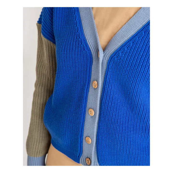 Matona Cardigan Color Block Coton Bio | Bleu roi