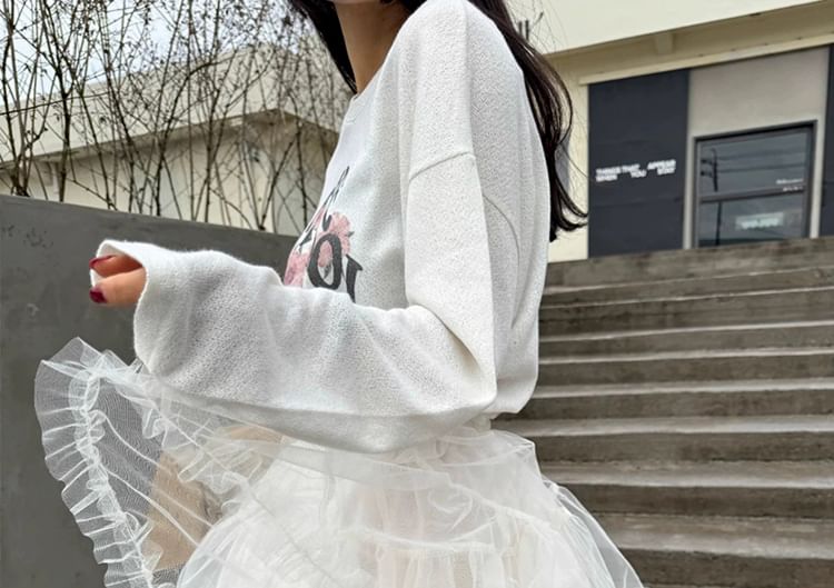 Kilopi - Effen A-lijn rok met elastische taille en gelaagde mesh