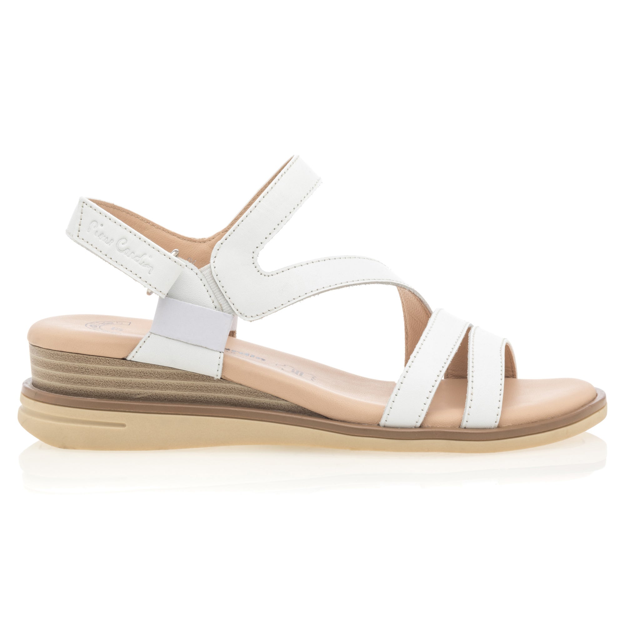 Sandales à talon compensé Femme en cuir blanc