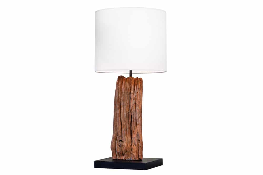 Design Tischlampe ROUSILIQUE 60cm natur weiß rund Treibholz handgearbeitet