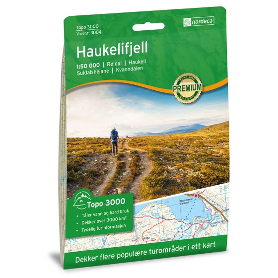 Turkart, Haukelifjell<br>Dekker populære turområder med uthevet turinformasjon!