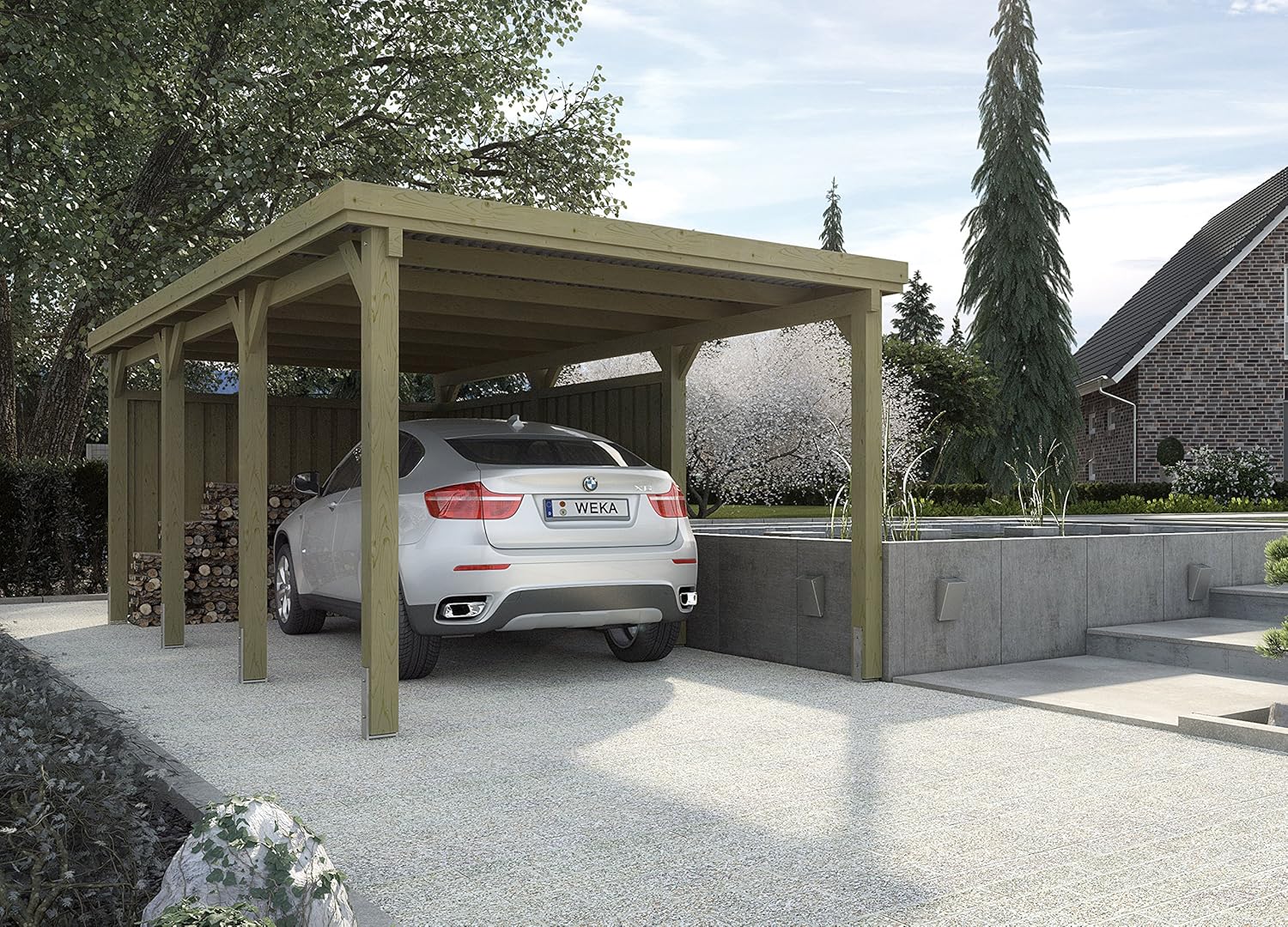 weka Flachdach-Einzelcarport 617 Gr.2