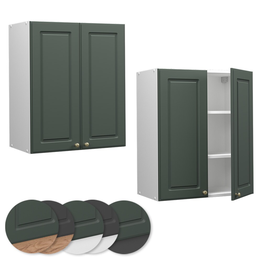 Vicco Hängeschrank Küchenschrank Küchenmöbel Fame-Line Weiß Grün-Gold Landhaus 60 cm Küche Einbauküche Hängeschrank Drehtür Einlegeboden Küchenzeile