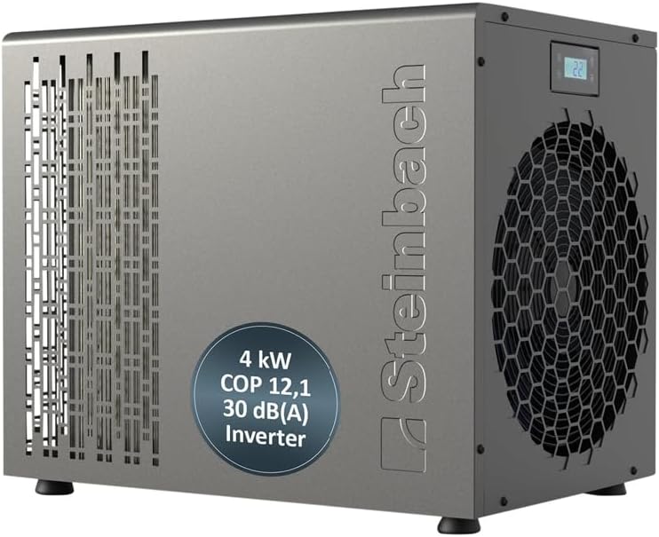 STEINBACH Wärmepumpe Silent Mini – 049310 – Inverter Wärmepumpe für Pools bis 20.000 l – Heizleistung 4.000 W, Besonders leiser Betrieb und effizient Dank Inverter-Technologie, Kabelgebunden