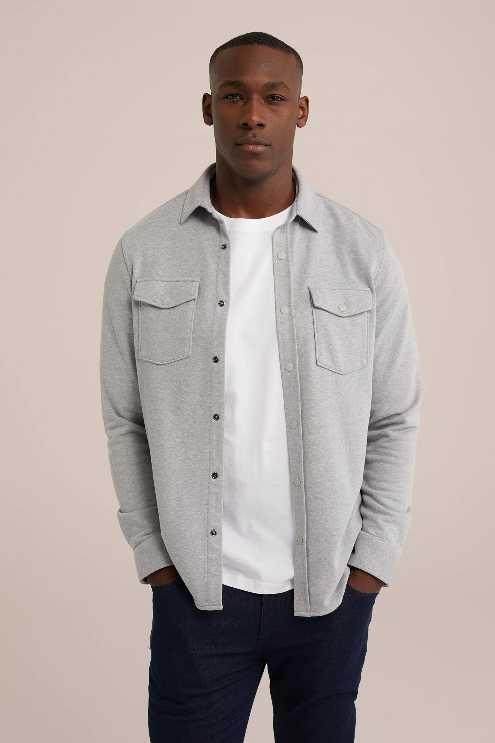 WE Fashion regular fit overshirt grijs