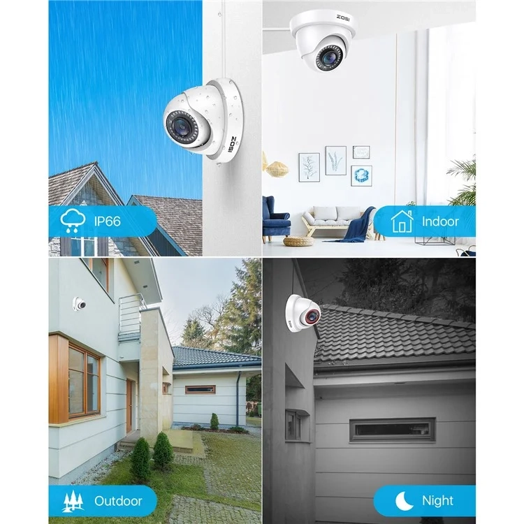 (2MP) Full HD 1080p ZG4192C Outdoor & Indoor 4-in-1 TVI/CVI/AHD/CVBS WiFi Sicherheitskamera mit IR LED Nachtsichtfunktion (IP66) - Weiss