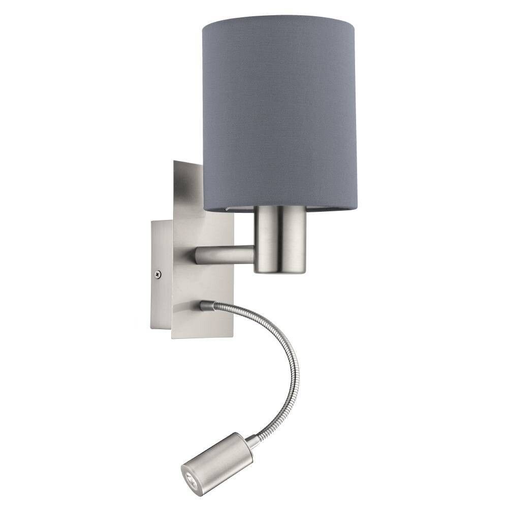 VEGGLAMPE EGLO PASTERI E27+3,5W MATT KROM/GRÅ