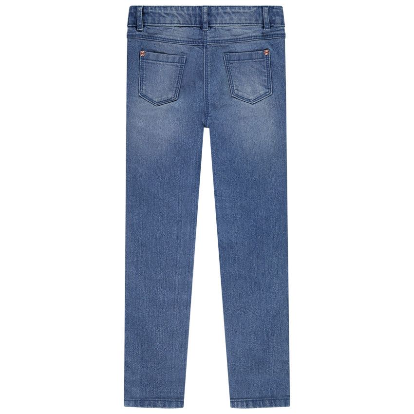 Jean slim denim avec print fantaisie pour fille - Bleu moyen