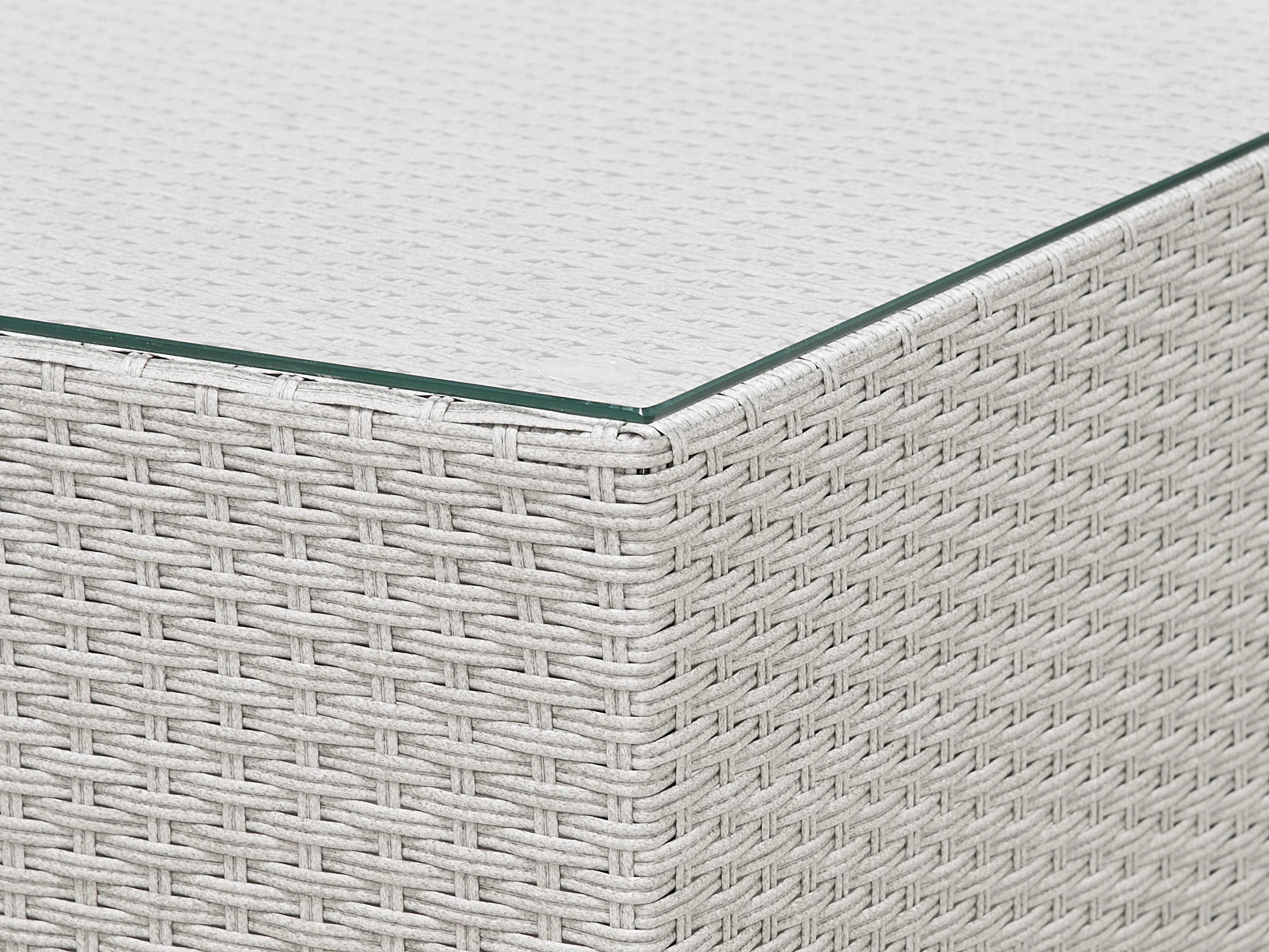 Tuin hoekloungeset met tafel 4-zits SANO II rechtszijdig modulair PE rotan Lichtgrijs