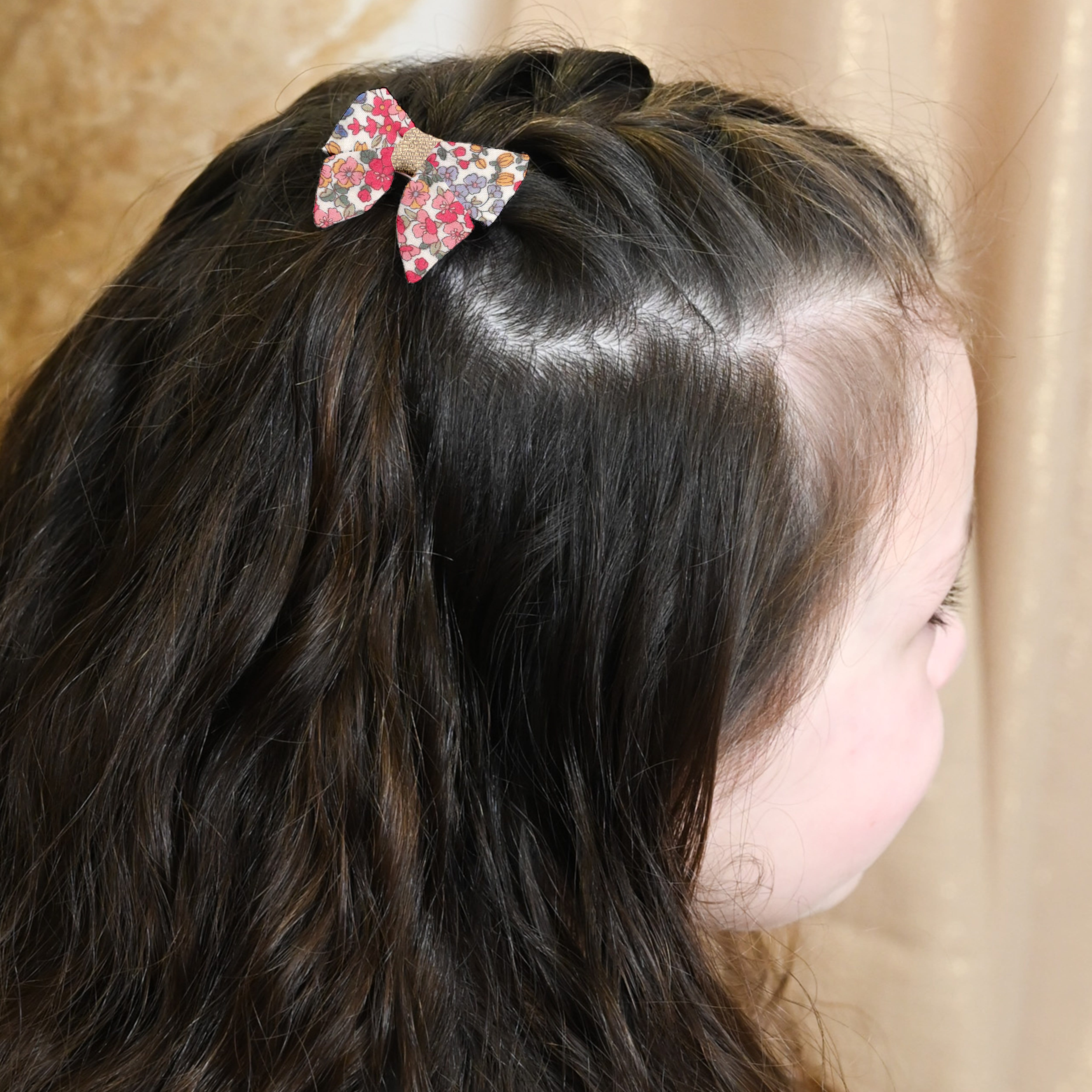Barrette Mini Noeud Papillon Porcelaine Rosée
