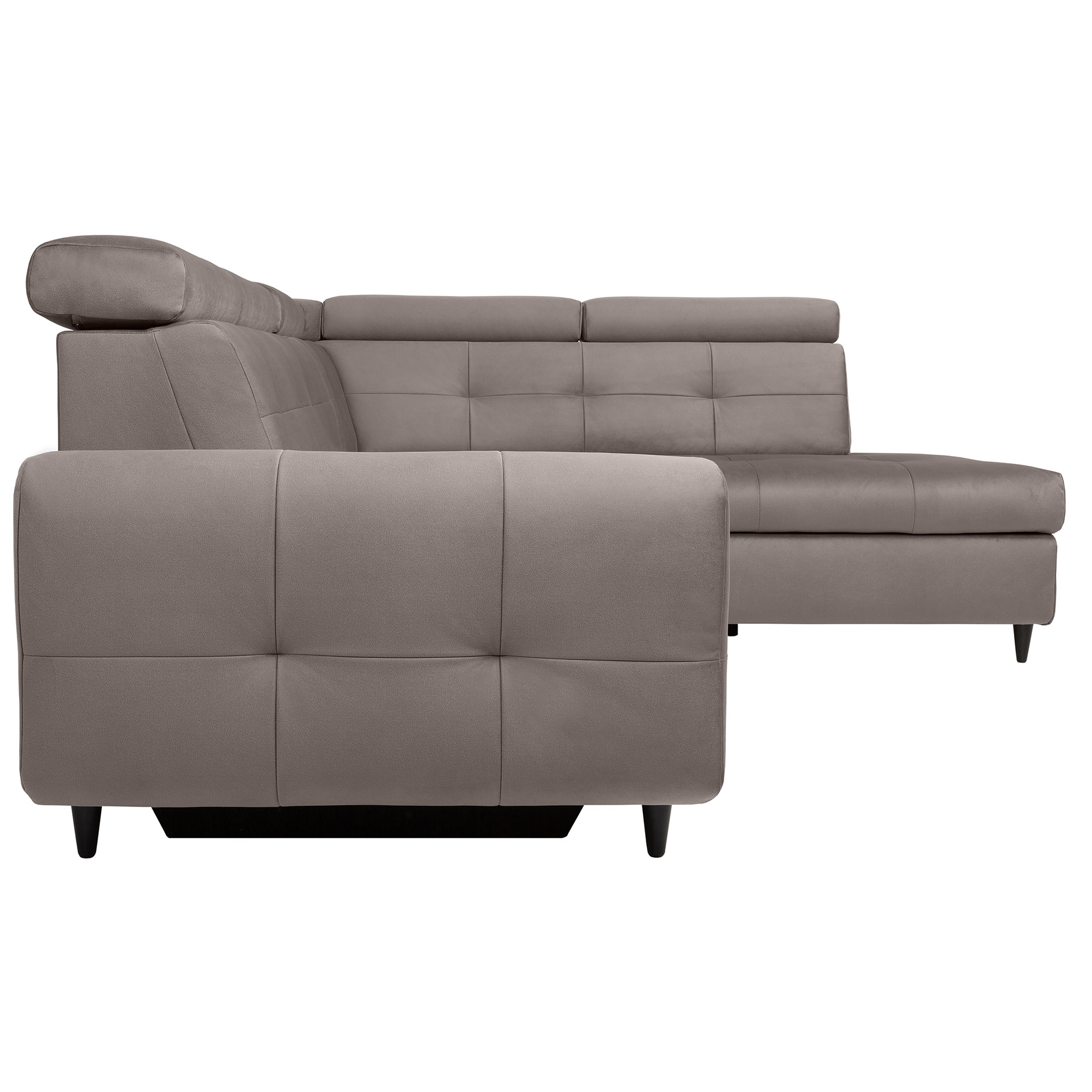Ecksofa - grey - Velvet - Liegefunktion und Staukasten - Recamiere rechts