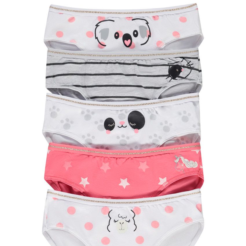 Lot de 5 culottes fantaisie animaux pour fille - Fuchsia