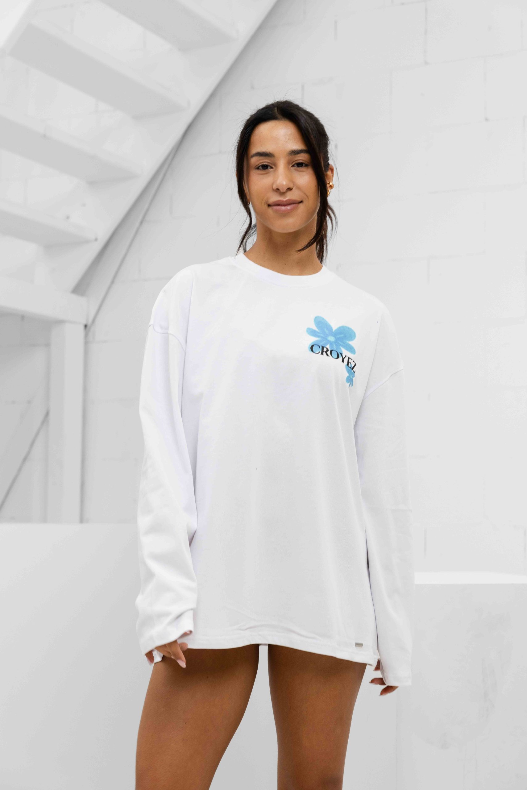Croyez Botanique Longsleeve Dames Wit/Blauw