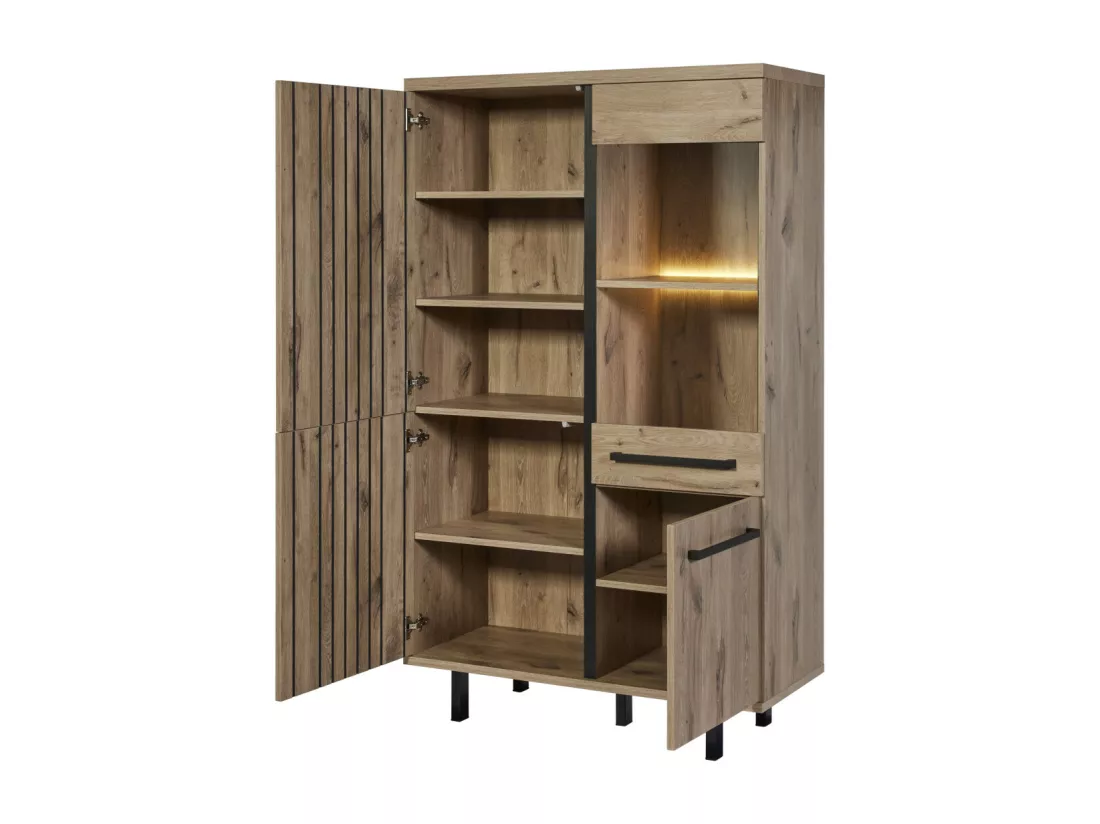 Argentier 4 portes avec LEDS Chêne/Métal - GAND