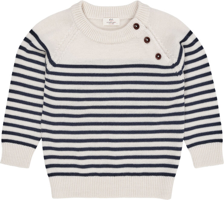 Copenhagen Colors MERINO CLASSIC STRIPED PULLOVER Cream/navy strip