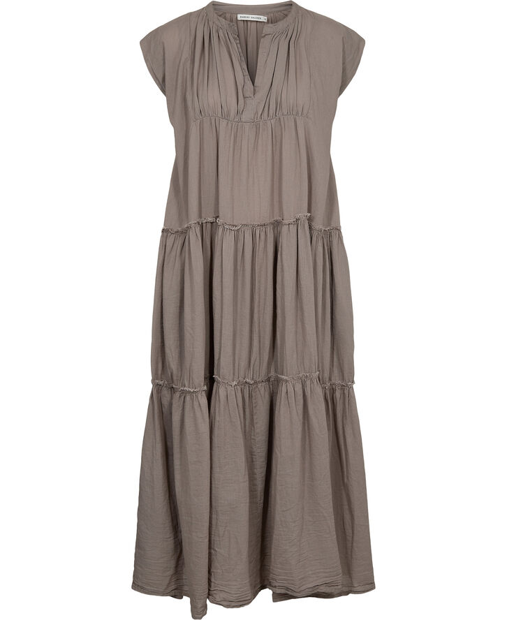 Rabens Saloner Cotton tiered long dress - Lorita Pearl grey