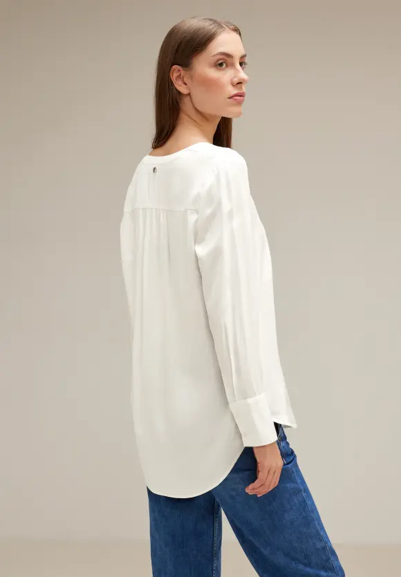 Longbluse in Unifarbe - off white