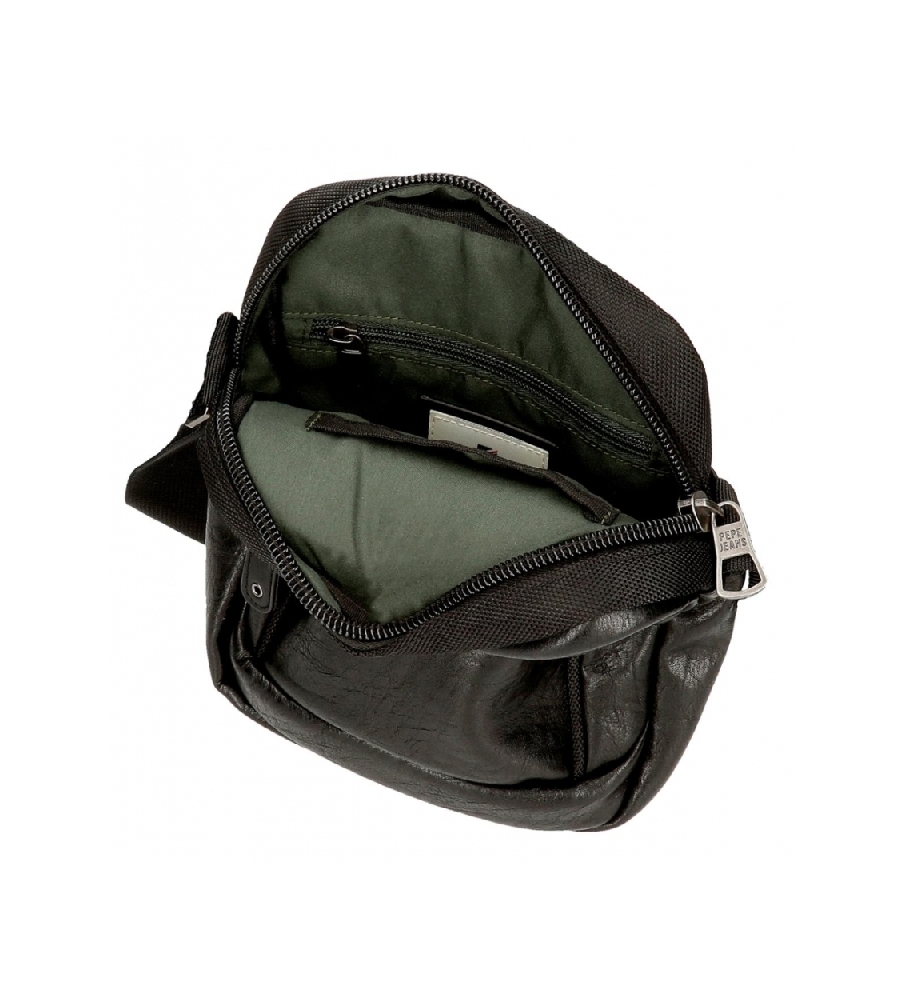 Bolsa de ombro Pepe Jeans com dois compartimentos, preta