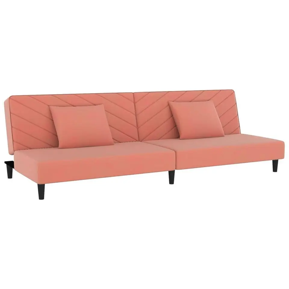 vidaXL - Slaapbank 2-zits - Roze - Fluweel - Met kussens
