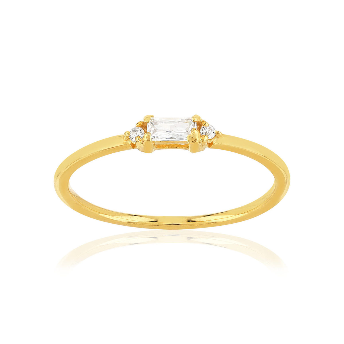 Bague plaqué or jaune zircons