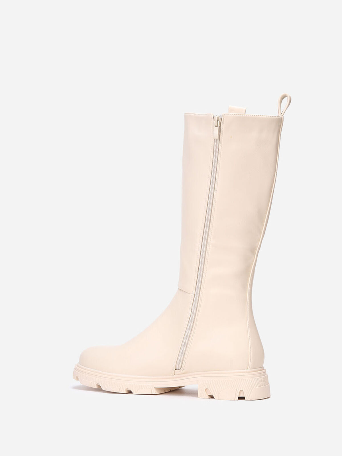 Bottes cavalières crantées grandes tailles- Beige