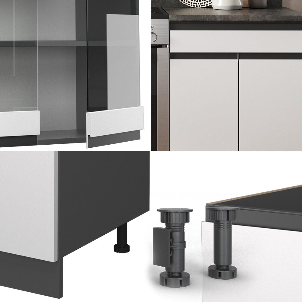 Vicco Küchenzeile Küchenblock Einbauküche R-Line J-Shape Anthrazit Weiß 200 cm modern Küchenschränke Küchenmöbel