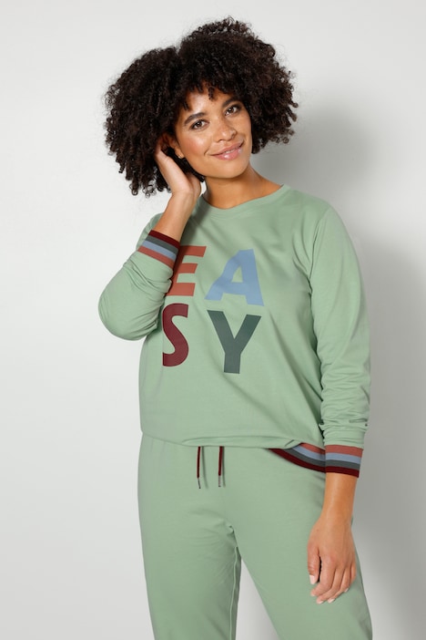Sweatshirt, EASY, Rundhals, Streifenbündchen