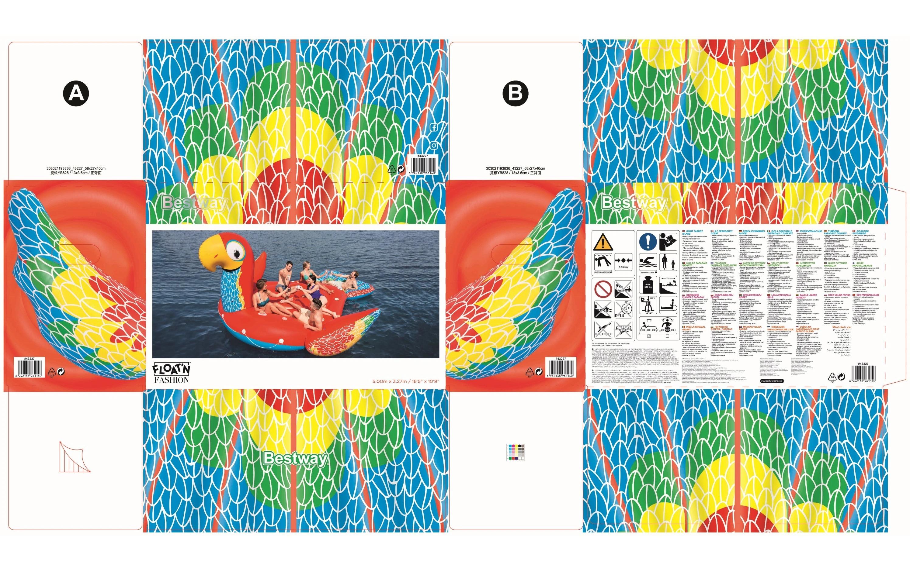 Schwimmtiere Giant Parrot 500 x 327 cm<br>Badeinsel für 6 Personen