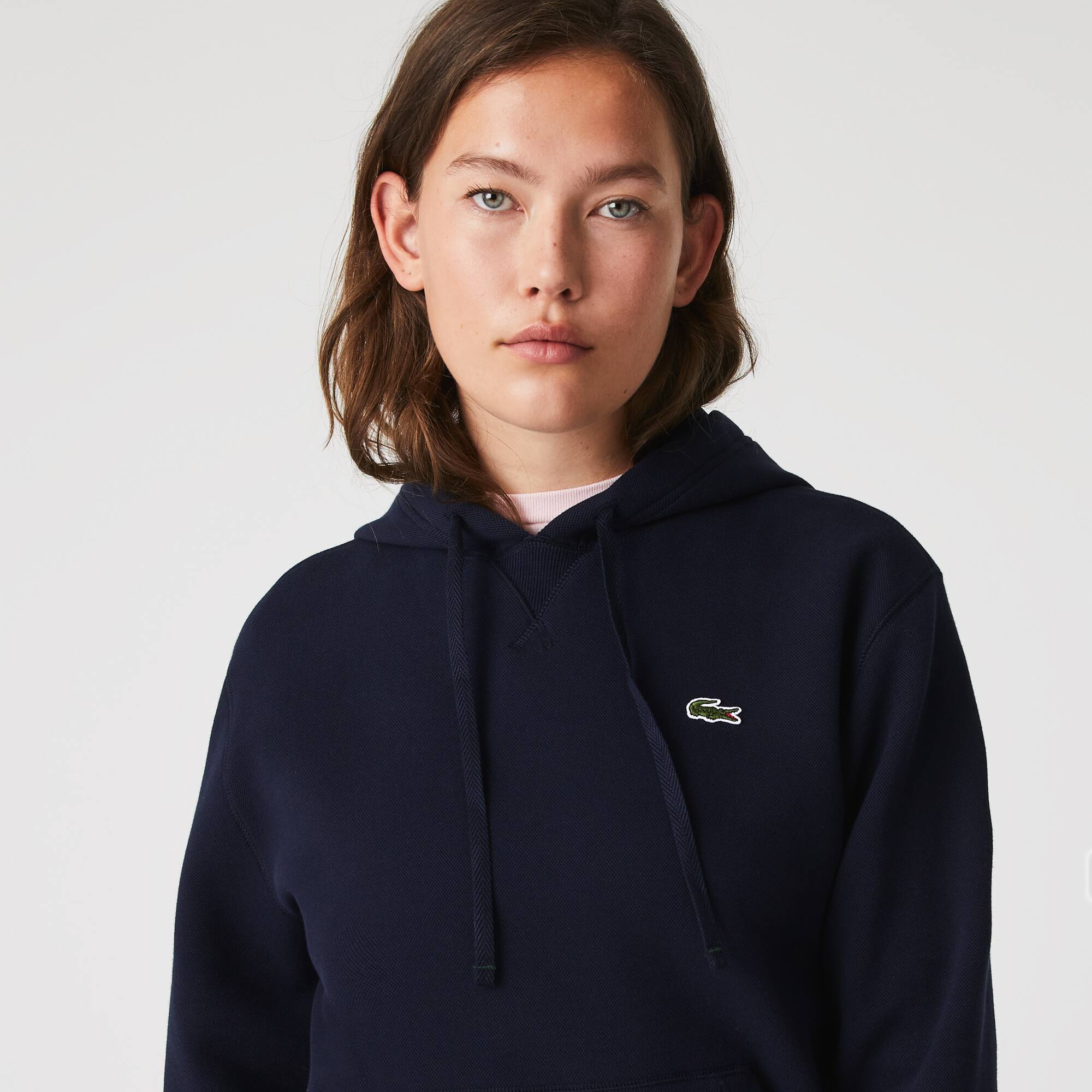 Sweatshirt à capuche Jogger loose fit en piqué double face Sweatshirts - Bleu - Lacoste - Femme
