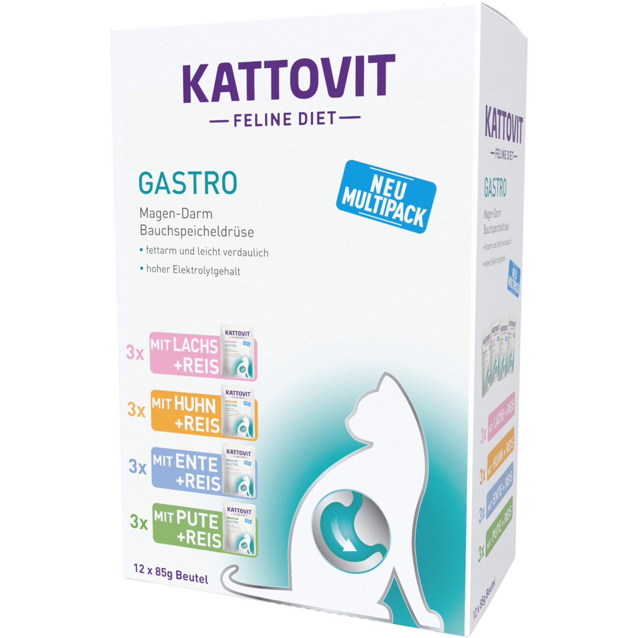 KATTOVIT Feline Diet Nassfutter Katze Gastro Multipack in Sauce 12x85 g