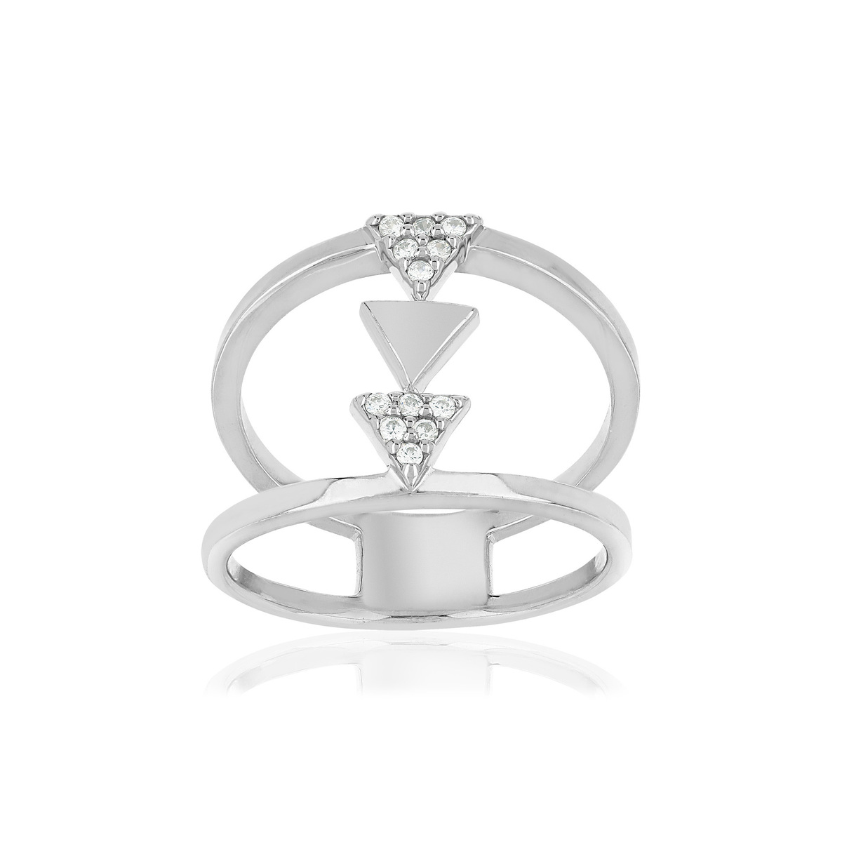 Bague argent 925 triangles zirconias