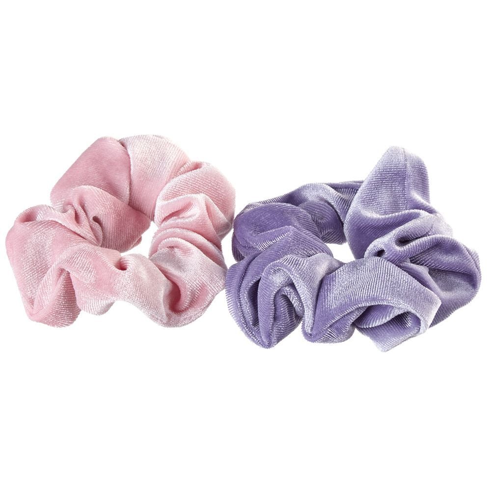 2 chouchous velours uni rose/violet