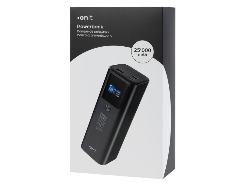 onit Powerbank Pro Block 25000 mAh PD Leistungsstarke Powerbank in kompaktem Design mit drei Ladeanschlüssen