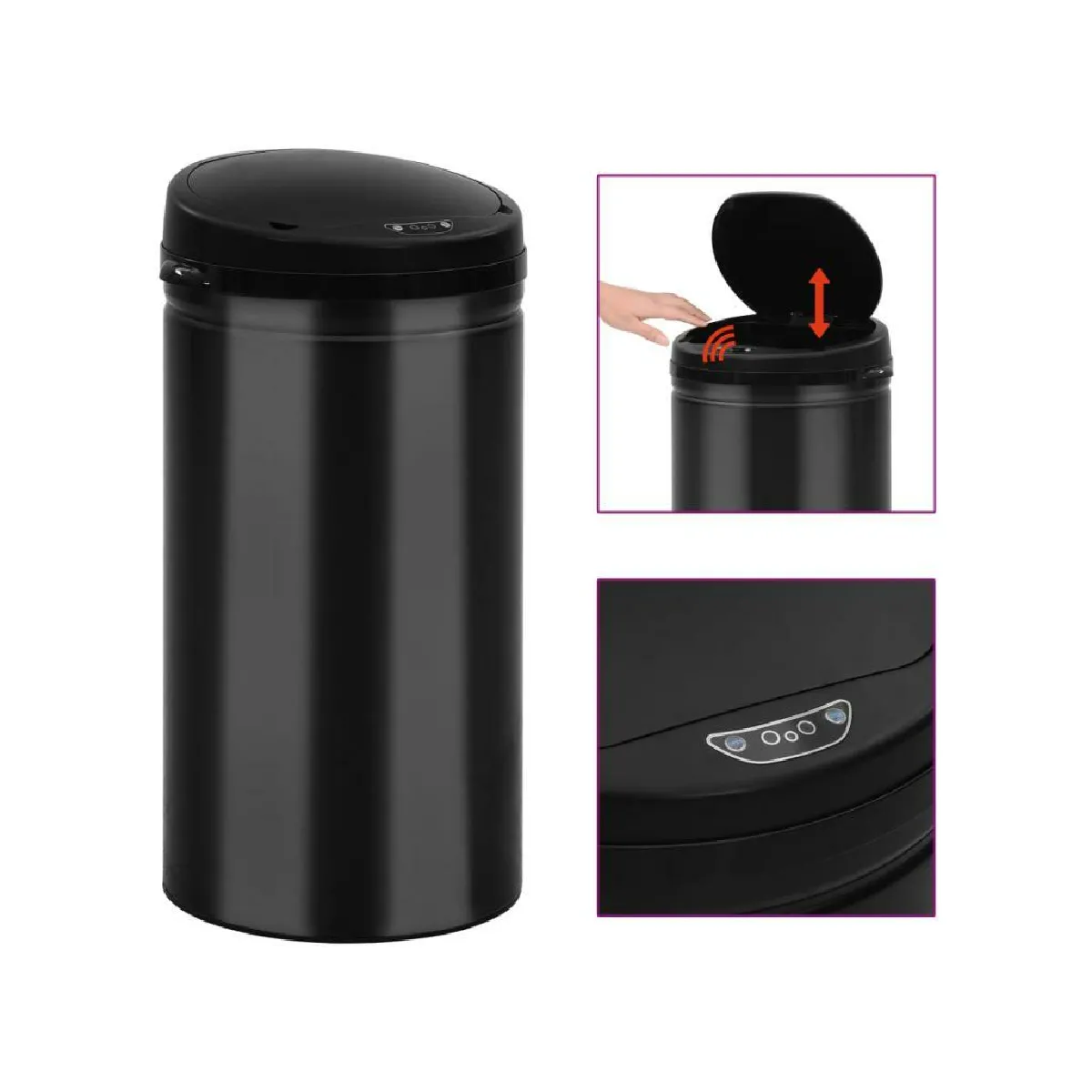 Vente-Unique Vente Unique Poubelle à Capteur 50L Noir