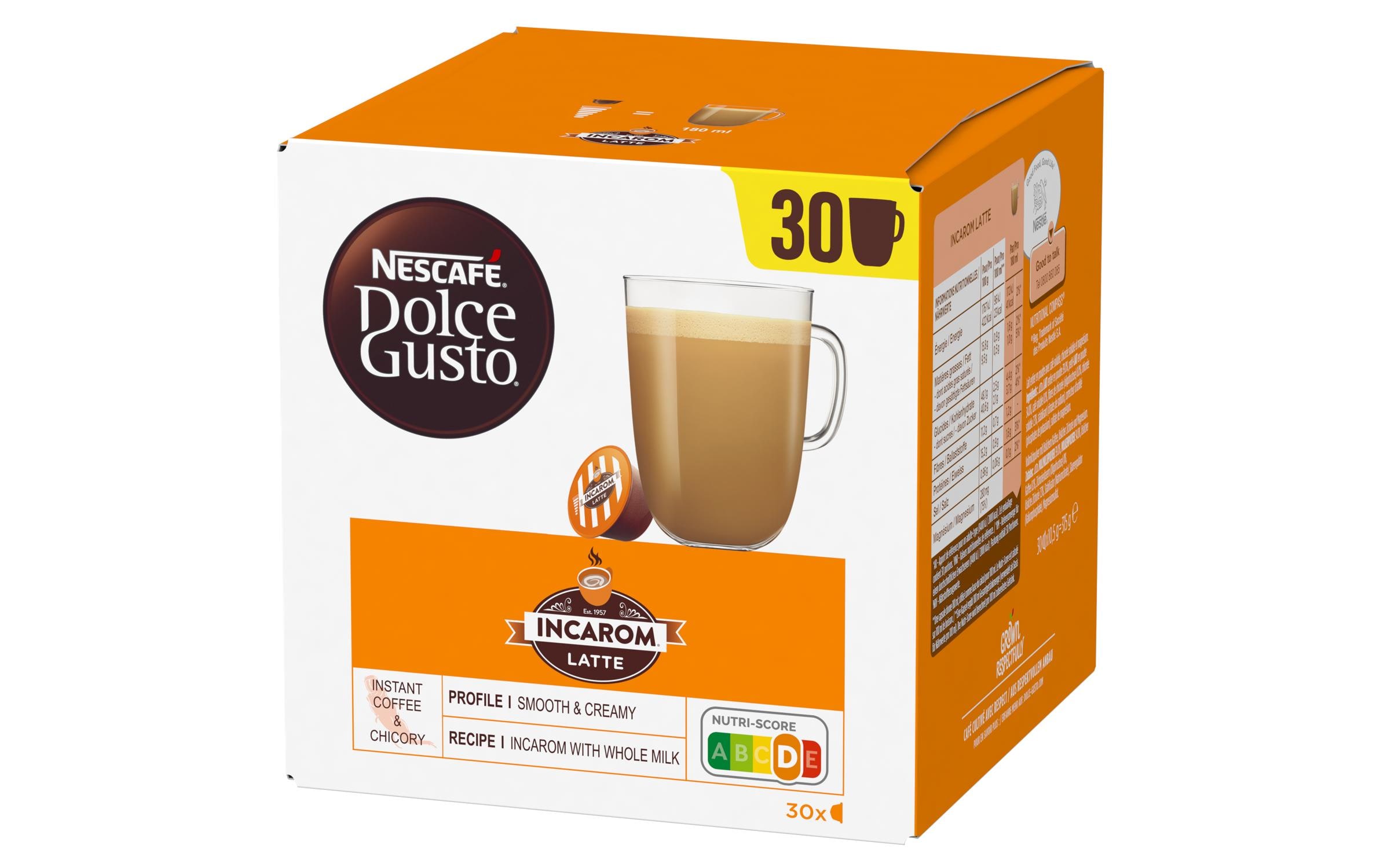 Kaffeekapseln Dolce Gusto Incarom Latte 30 StückKaffeeportionen für das Dolce Gusto System
