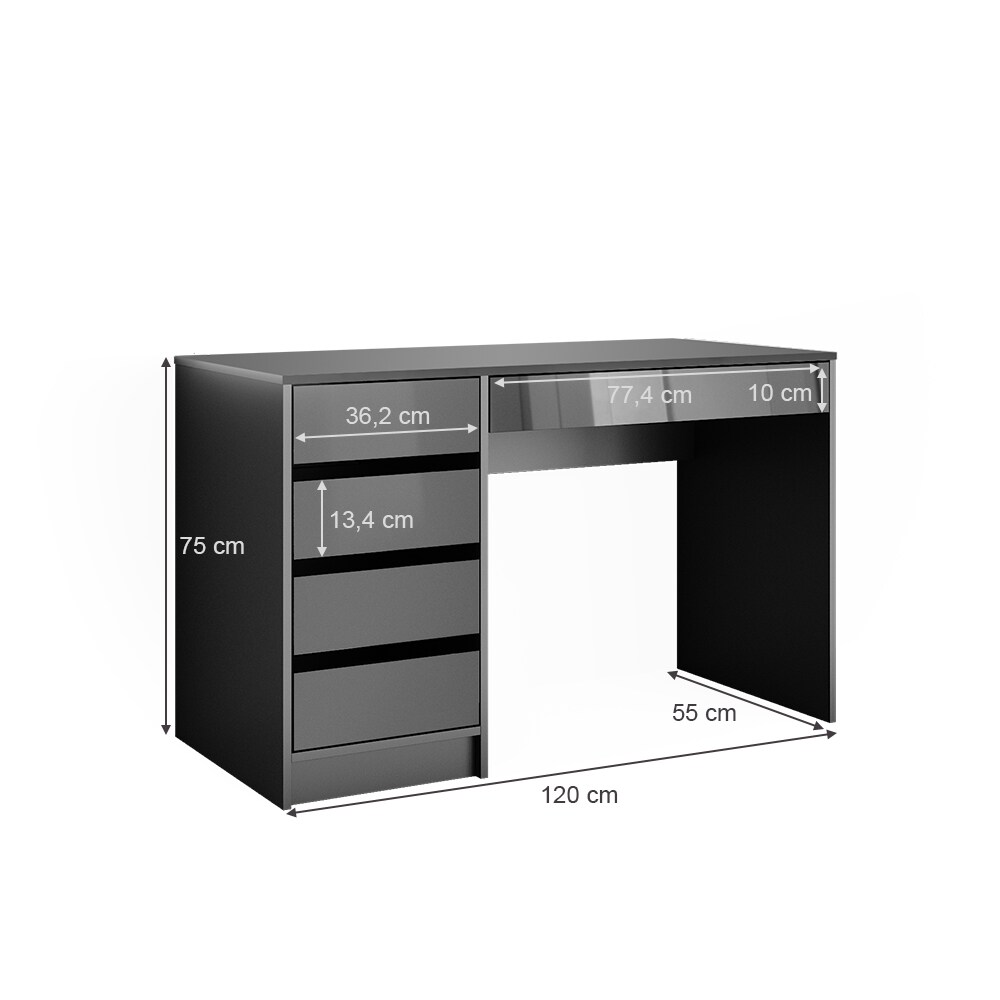 Vicco Schminktisch Sherry Anthrazit Hochglanz 120 x 75 cm Schlafzimmer