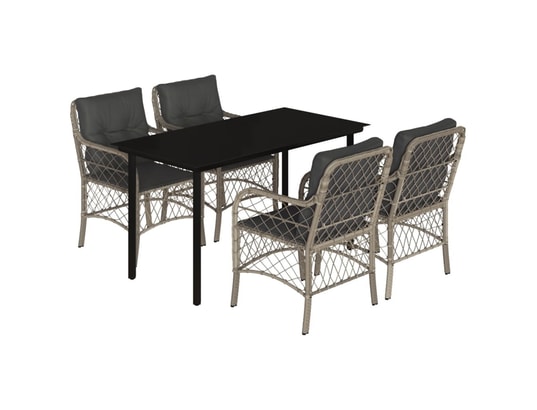 VIDAXL - Ensemble table et chaises Ensemble à manger de jardin et coussins 5 pcs gris clair rot...