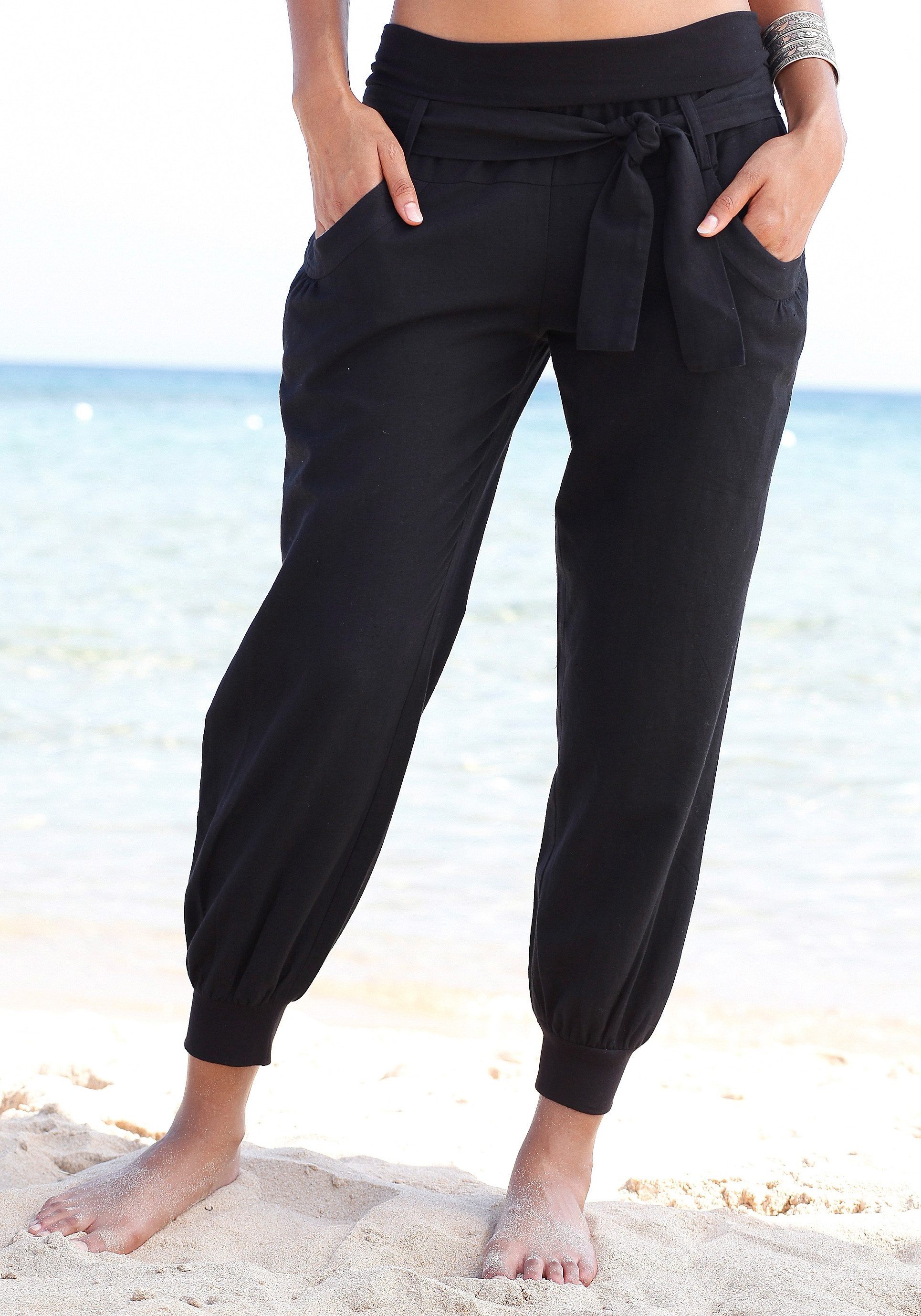 Buffalo Strandhose  aus Leinen-Mix, Leinenhose, Sommerhose, Strandmode