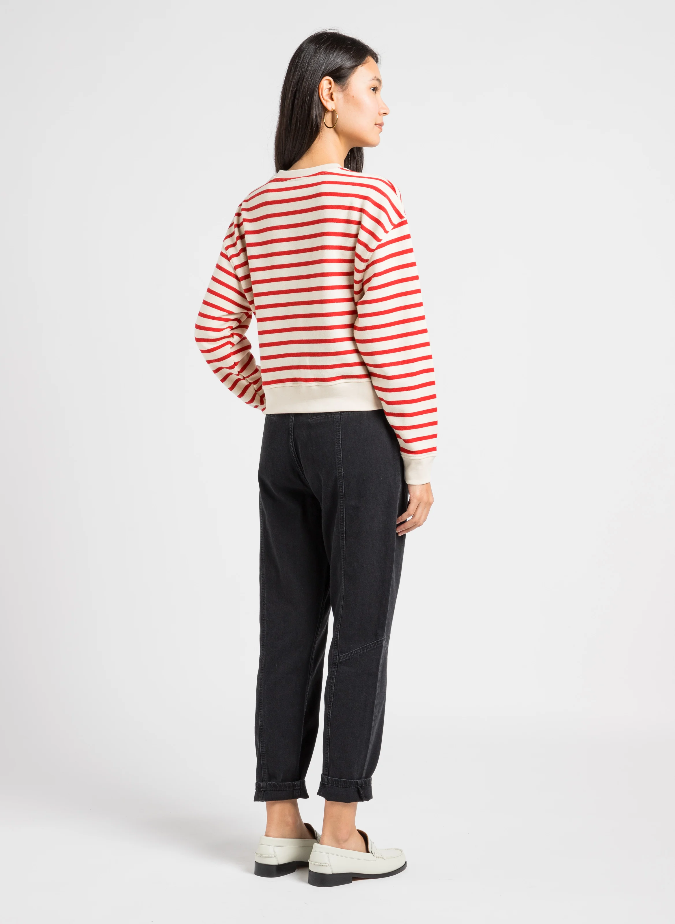 MONY - Jean carotte taille haute en coton | Noir