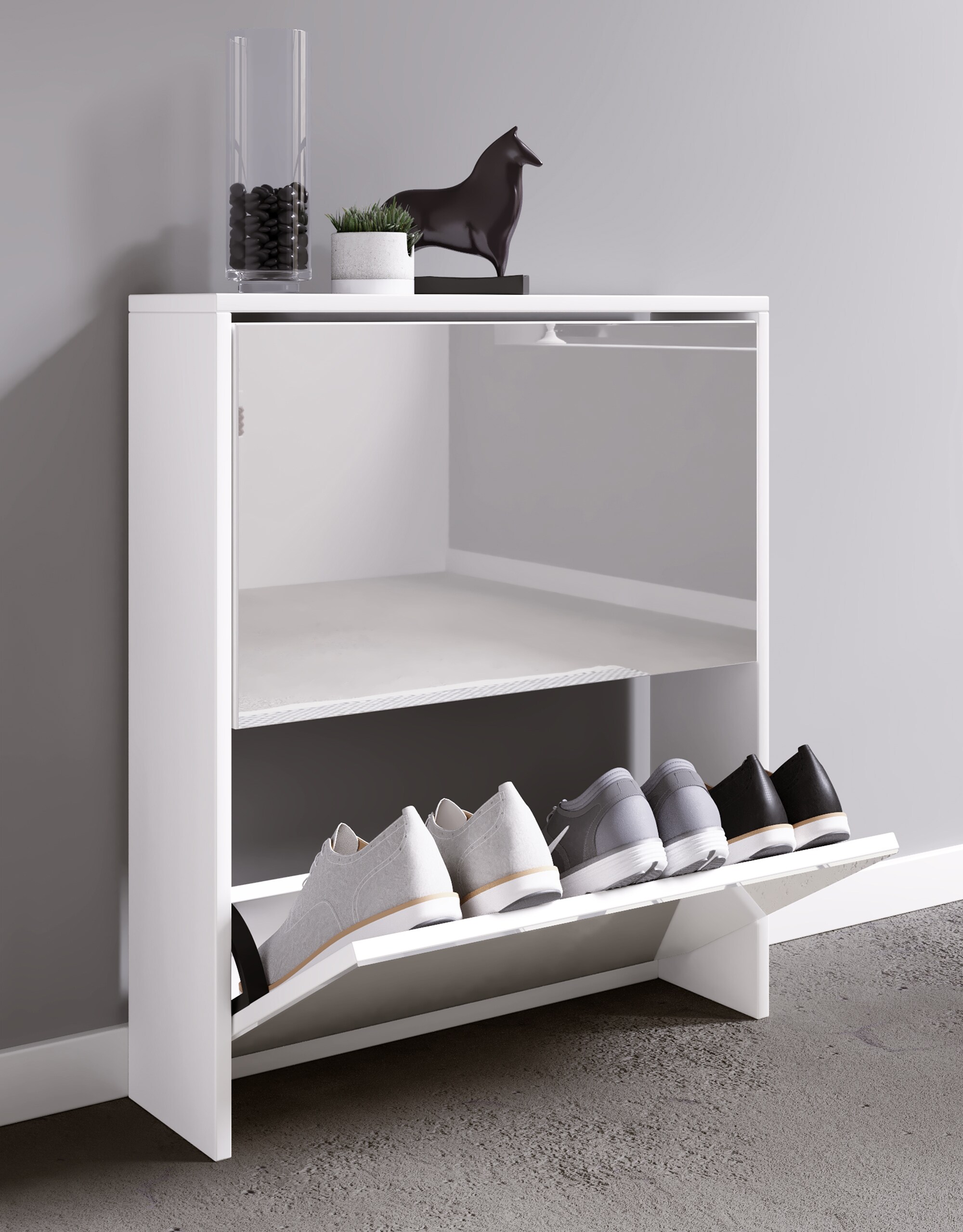 VCM Holz Schuhschrank Schuhkommode Schuhregal Schuhständer Spiegel Stido L