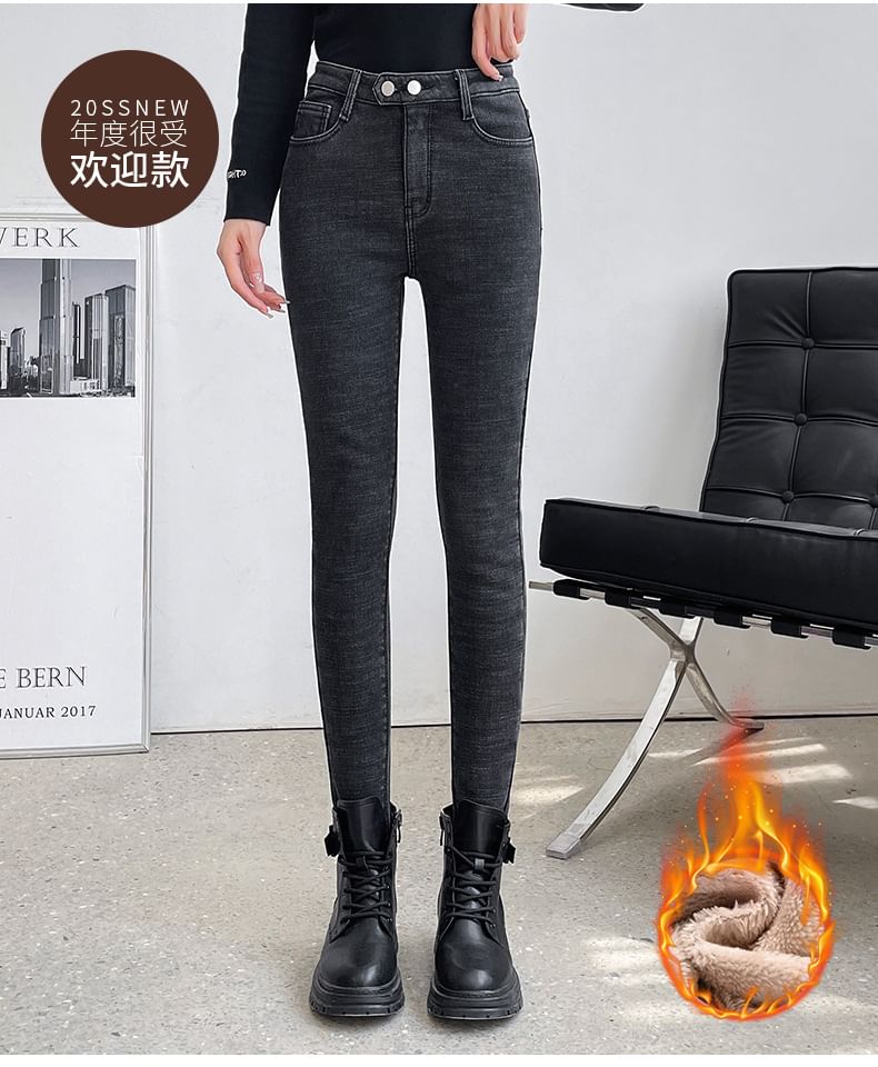 Denimot - Fleece skinny jeans met hoge taille