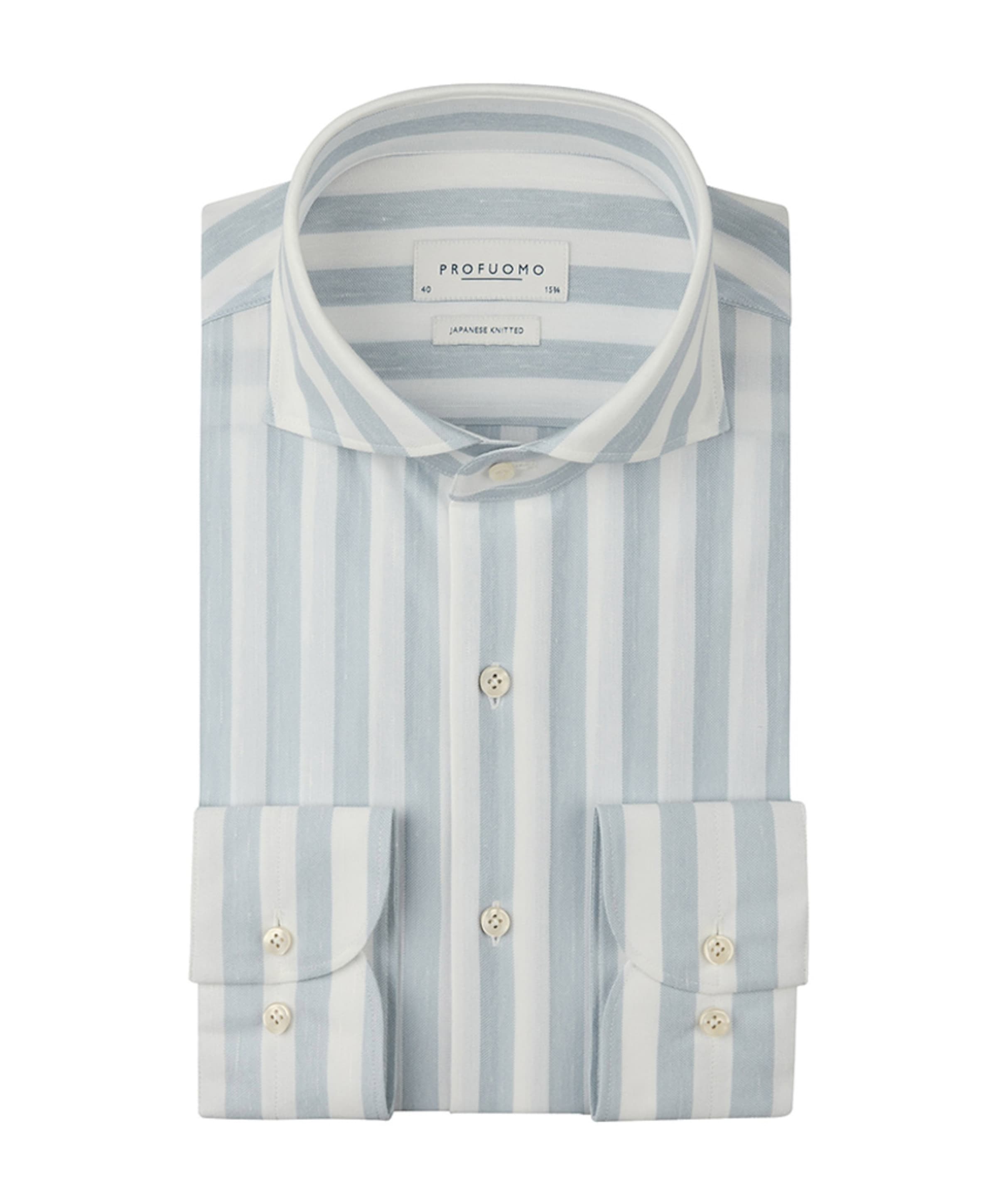 Profuomo Heren overhemd lange mouw blauw